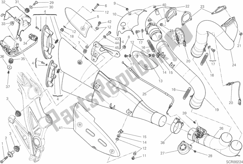 Toutes les pièces pour le Système D'échappement du Ducati Diavel Carbon FL USA 1200 2016